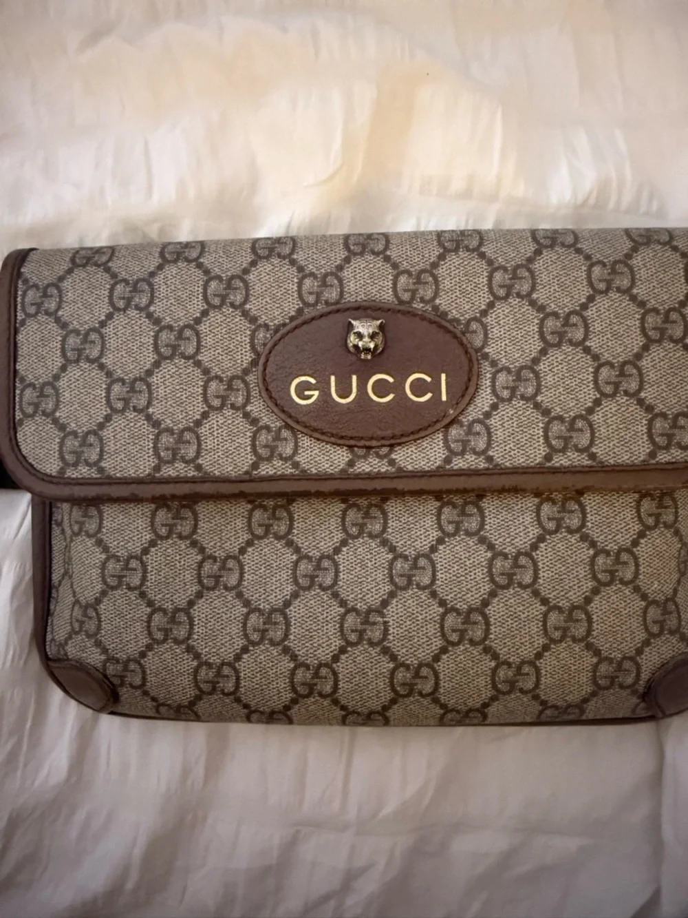 Gucci Tan GG Canvas Belt Bag with Green-Red Web Strap - Picture 2 of 7